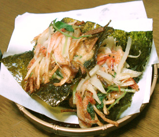 桜えびとのりのかき揚げ